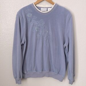 Vintage Alfred Dunner fleece embroidered sequined beaded grandma sweatshirt